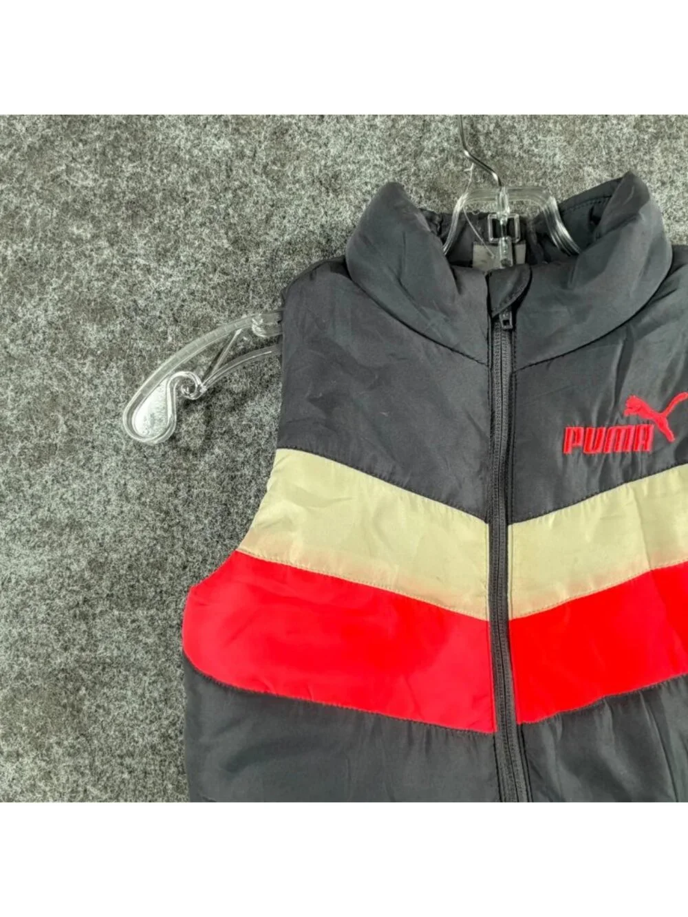 Puma Puffer‎ Vest Girls S Black Colorblock Full Zip Sleeveless Running Athletic